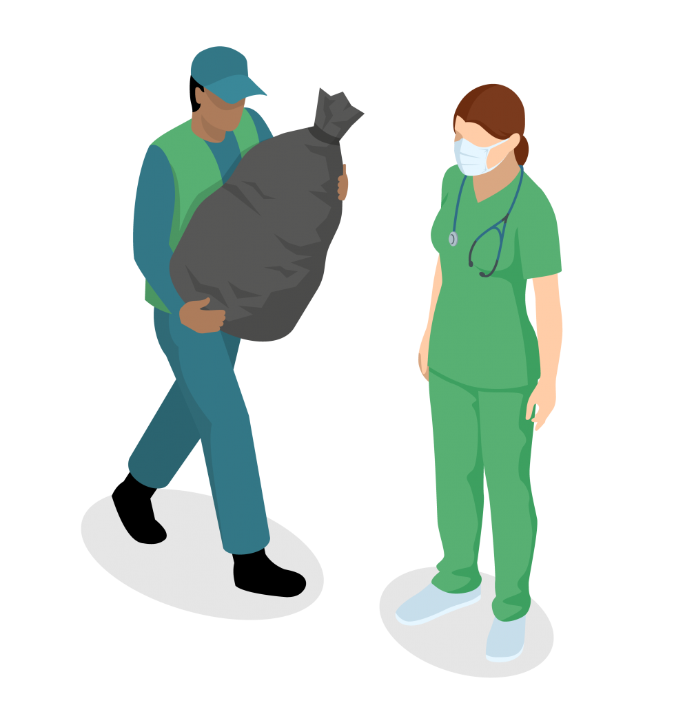 graphic showing a bin man and a nurse 